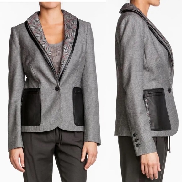 L.A.M.B. Mixed Media Tweed Check Single Button Blazer - Picture 7 of 16